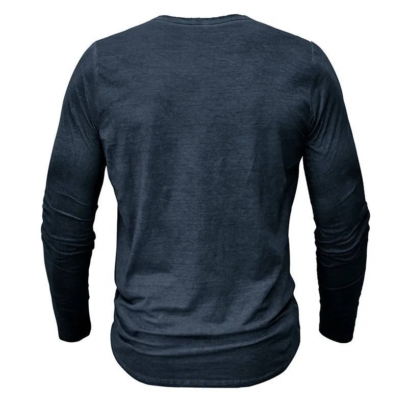 Men's Long Sleeve Henley | Knit Blend Button Neckline Relaxed Fit