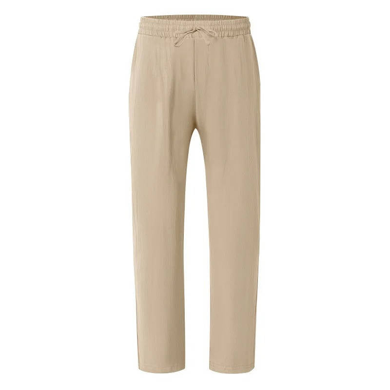 Men's White Linen Slacks | Drawstring Waist Relaxed Straight Leg
