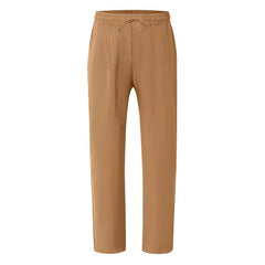 Men's White Linen Slacks | Drawstring Waist Relaxed Straight Leg