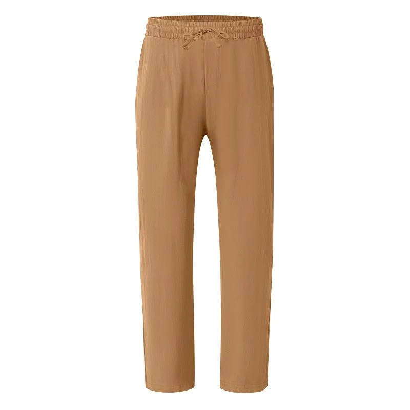 Men's White Linen Slacks | Drawstring Waist Relaxed Straight Leg