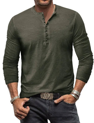 Men's Long Sleeve Henley | Knit Blend Button Neckline Relaxed Fit