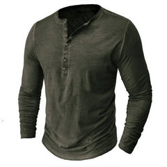 Men's Long Sleeve Henley | Knit Blend Button Neckline Relaxed Fit
