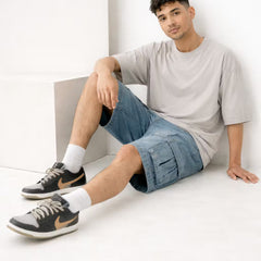 Men's Denim Shorts | Cargo Pockets Relaxed Fit Knee-Length Denim