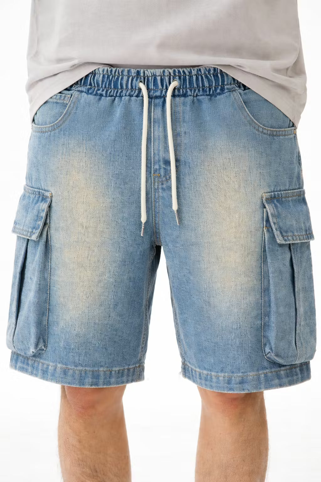 Men's Denim Shorts | Cargo Pockets Relaxed Fit Knee-Length Denim
