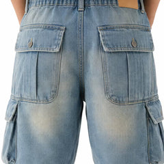 Men's Denim Shorts | Cargo Pockets Relaxed Fit Knee-Length Denim