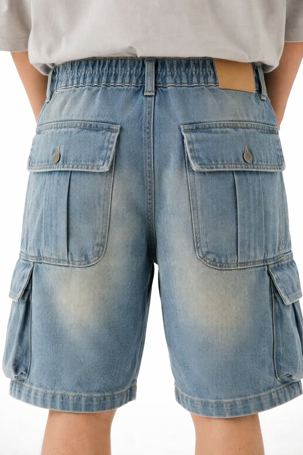 Men's Denim Shorts | Cargo Pockets Relaxed Fit Knee-Length Denim