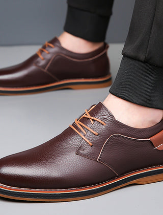 Men's Casual Shoe | Leather Lace-Up Oxford Rounded Toe