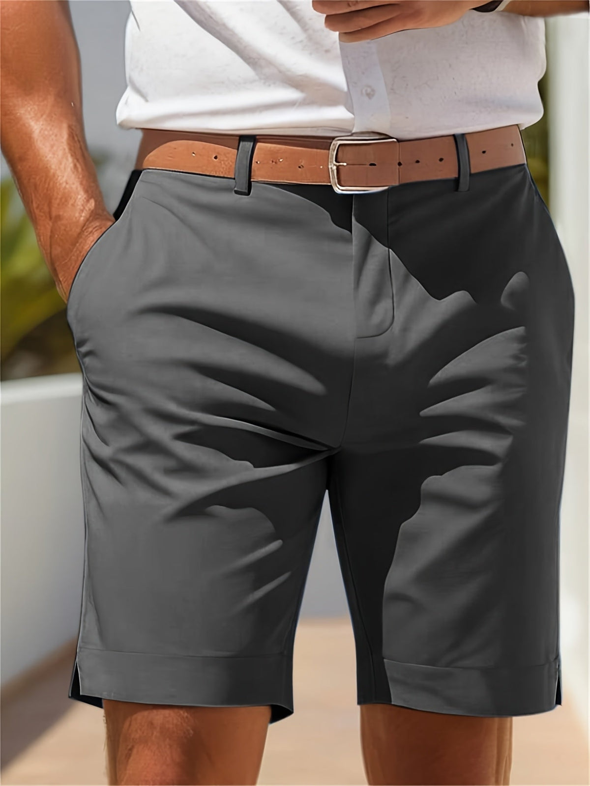 Men's Tailored Shorts | Regular Fit Woven Chino Pockets