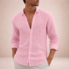 Men's Linen Shirt | Long Sleeves Button Front Relaxed Fit
