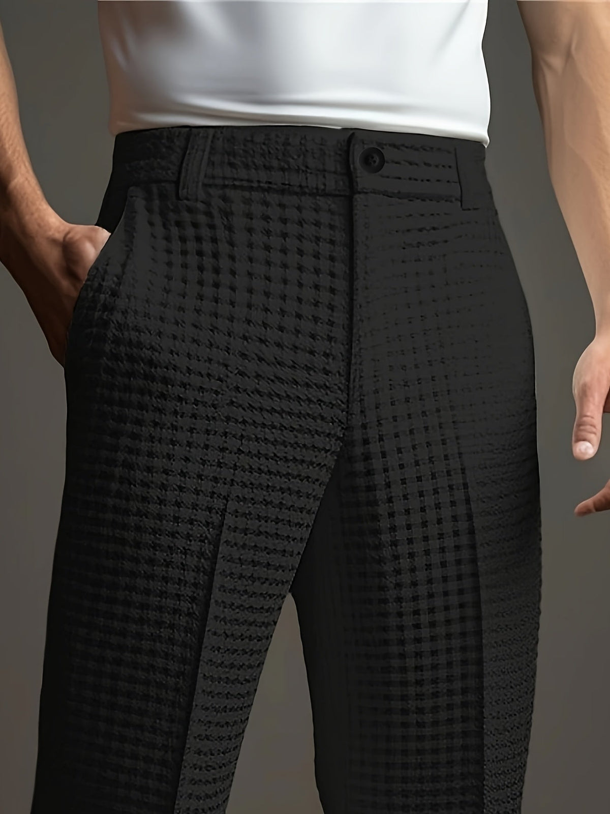 Men's Dress Pants | Waffle Knit Pleated Tapered