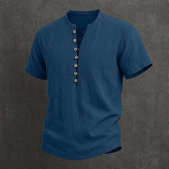 Men's Henley | Short Sleeve Linen Button Placket