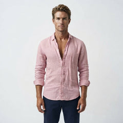 Men's Linen Shirt | Long Sleeves Button Front Relaxed Fit