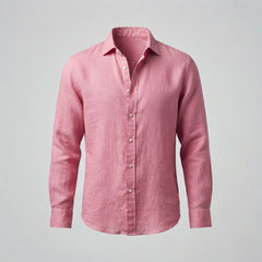 Men's Linen Shirt | Long Sleeves Button Front Relaxed Fit