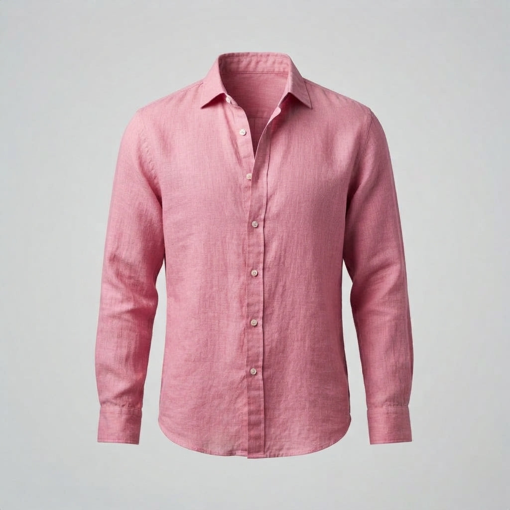 Men's Linen Shirt | Long Sleeves Button Front Relaxed Fit