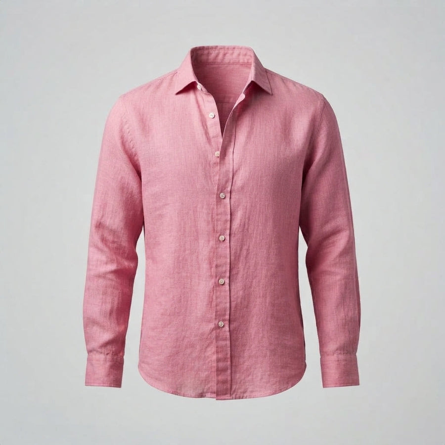 Men's Linen Shirt | Long Sleeves Button Front Relaxed Fit