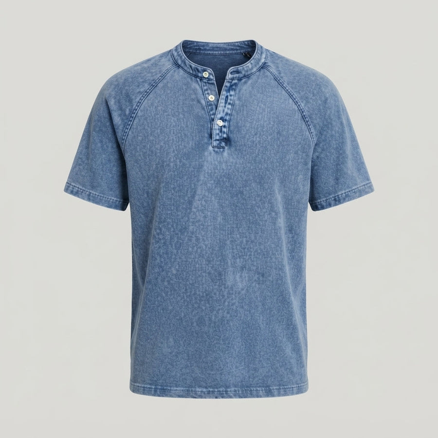 Men's Henley | Short Sleeve Denim Button Closure
