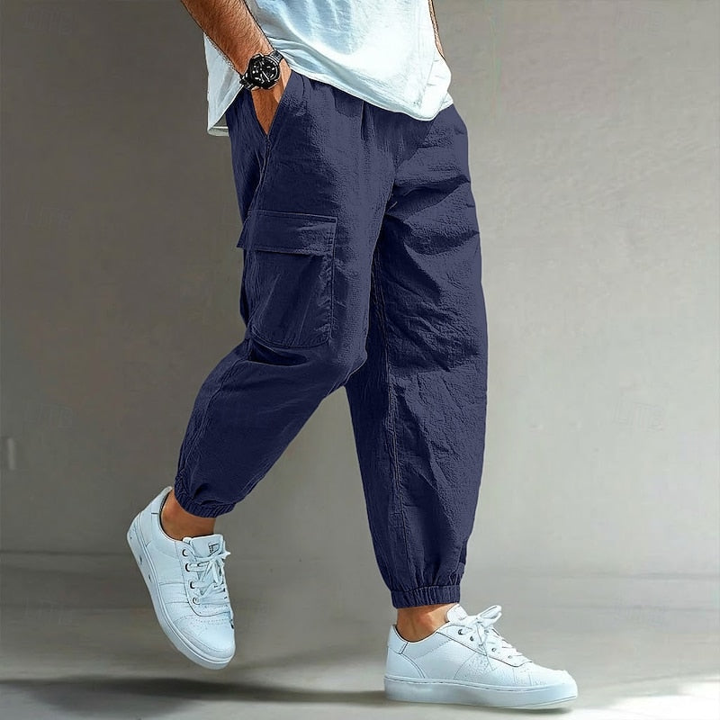 Men's Cargo Pants | Relaxed Fit Elastic Waist Cargo Pockets