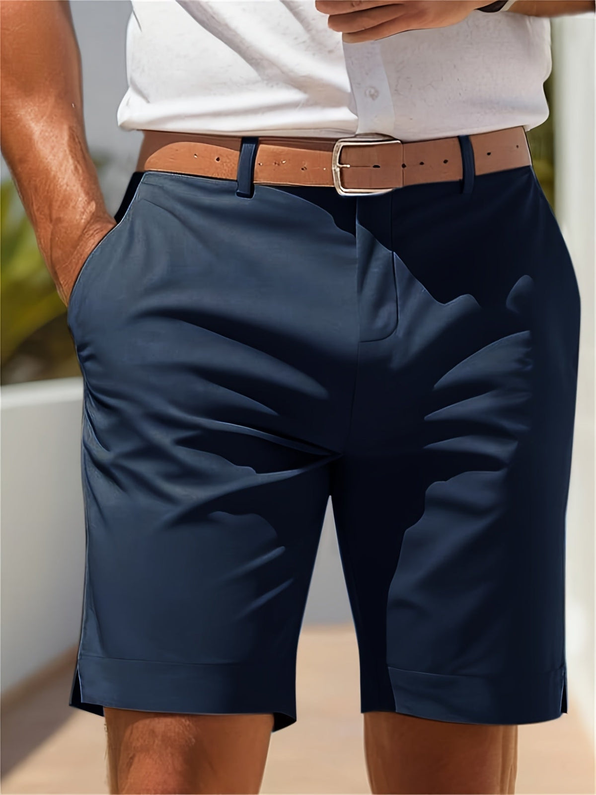Men's Tailored Shorts | Regular Fit Woven Chino Pockets
