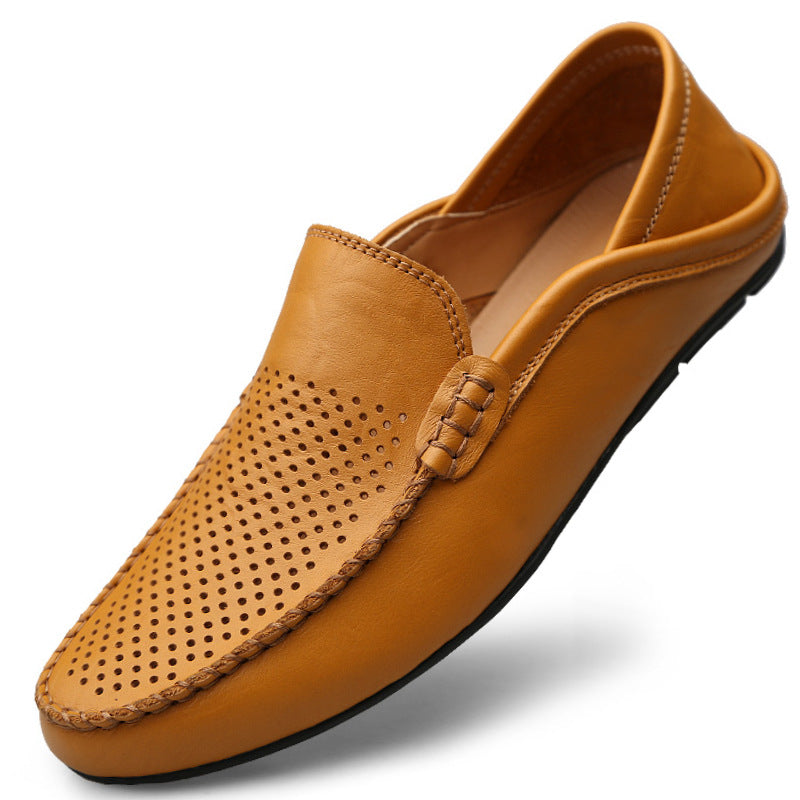 Men's Casual Penny Loafers | Perforated Leather Slip-On Moccasin