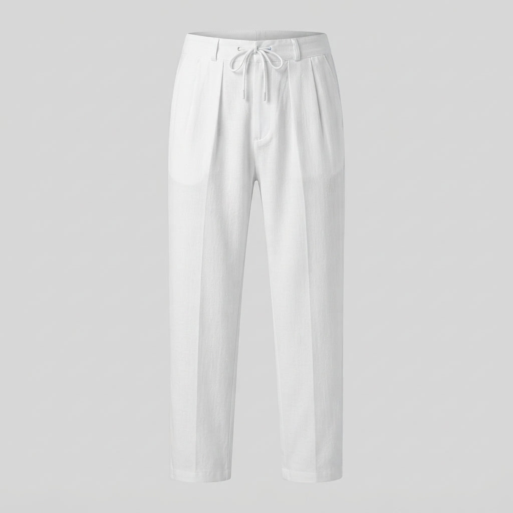 Men's Linen Pants | Drawstring Closure Relaxed Fit Full Length