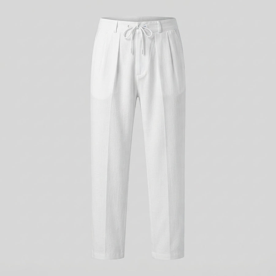 Men's Linen Pants | Drawstring Closure Relaxed Fit Full Length