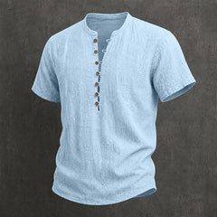 Men's Henley | Short Sleeve Linen Button Placket