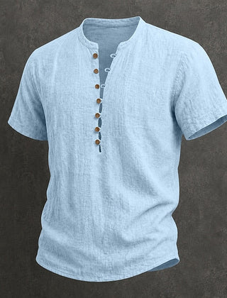 Men's Henley | Short Sleeve Linen Button Placket