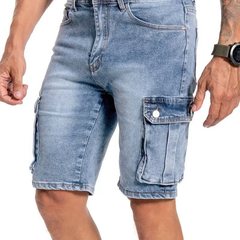 Men's Denim Shorts | Cargo Pockets Button Closure Regular Fit