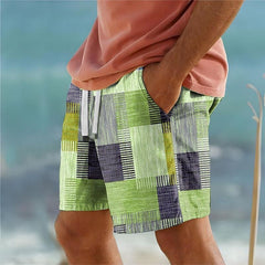 Men's Board Shorts | Patchwork Mid-Waist Drawstring