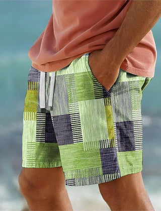 Men's Board Shorts | Patchwork Mid-Waist Drawstring