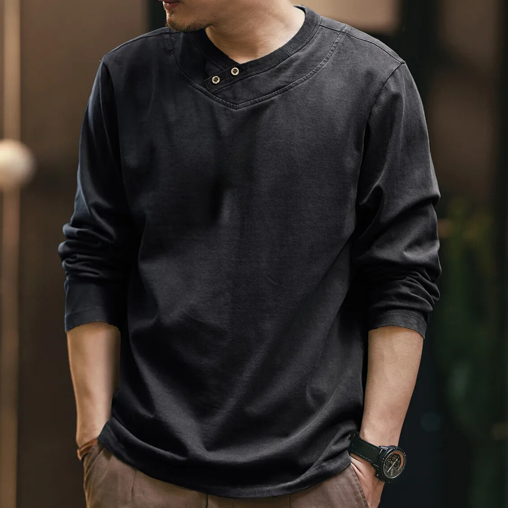 Men's T Shirt | V-Neck Long Sleeve Knit