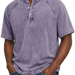 Men's Henley | Short Sleeve Denim Button Closure