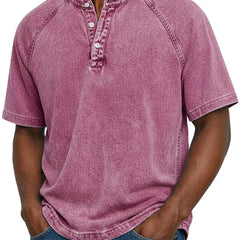 Men's Henley | Short Sleeve Denim Button Closure