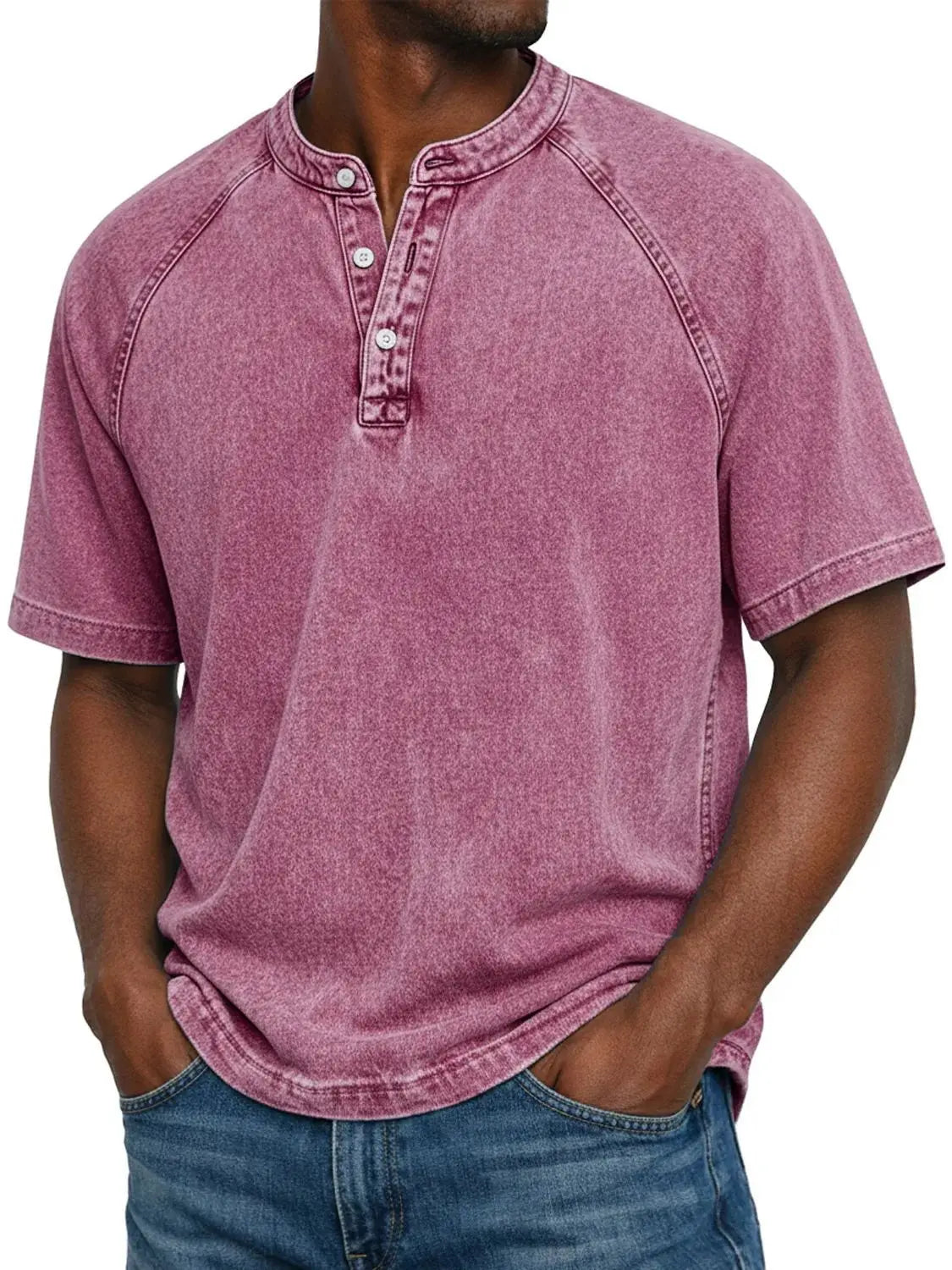 Men's Henley | Short Sleeve Denim Button Closure