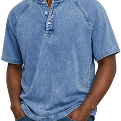 Men's Henley | Short Sleeve Denim Button Closure