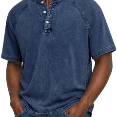 Men's Henley | Short Sleeve Denim Button Closure