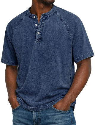 Men's Henley | Short Sleeve Denim Button Closure