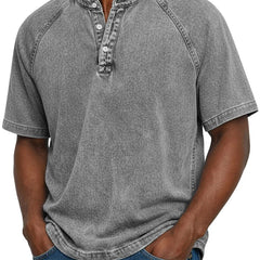 Men's Henley | Short Sleeve Denim Button Closure