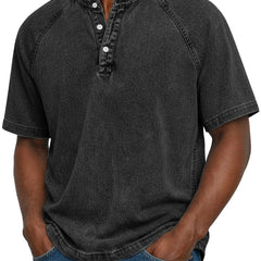 Men's Henley | Short Sleeve Denim Button Closure