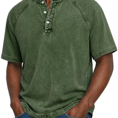Men's Henley | Short Sleeve Denim Button Closure