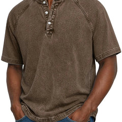 Men's Henley | Short Sleeve Denim Button Closure