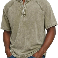 Men's Henley | Short Sleeve Denim Button Closure