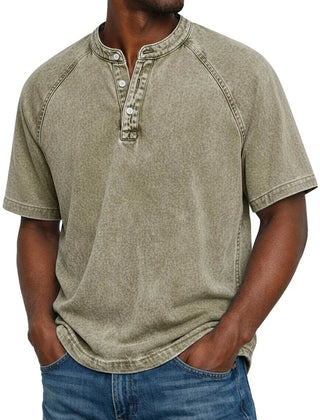 Men's Henley | Short Sleeve Denim Button Closure
