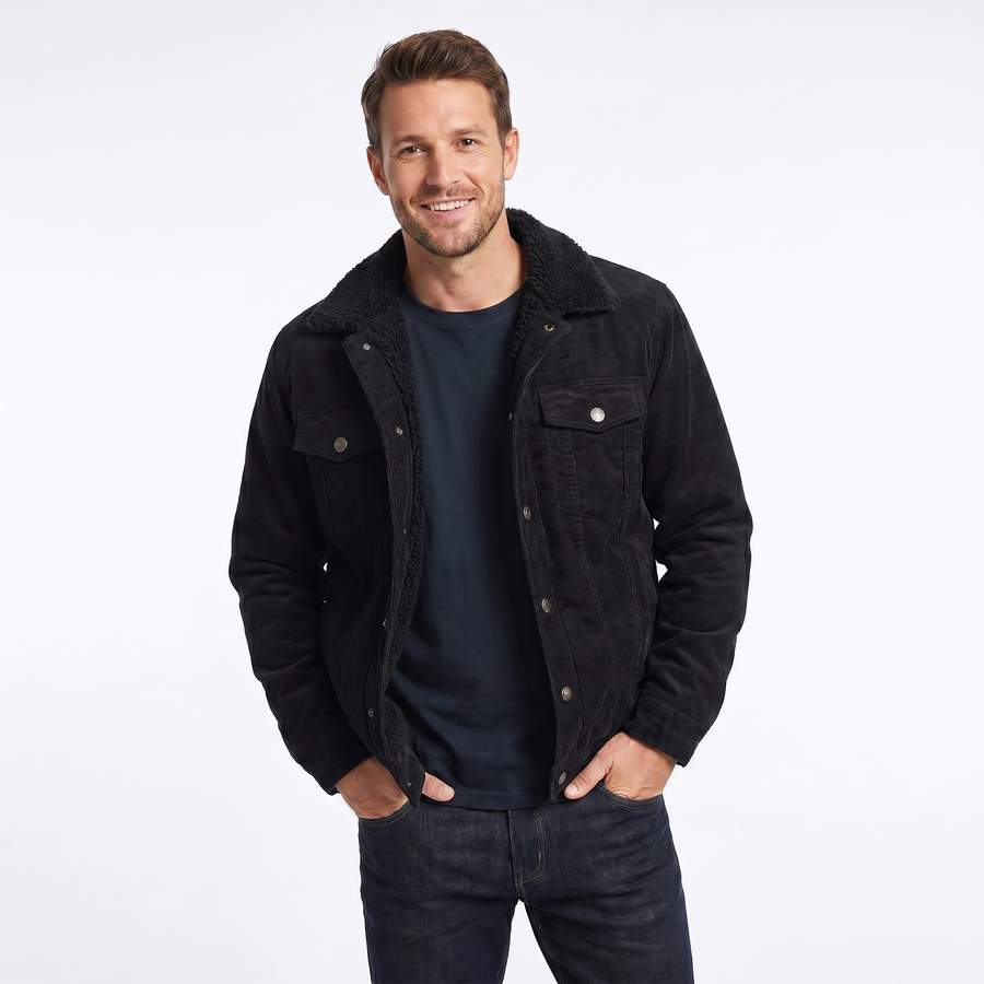 Men's Jacket | Sherpa Collar Button Denim