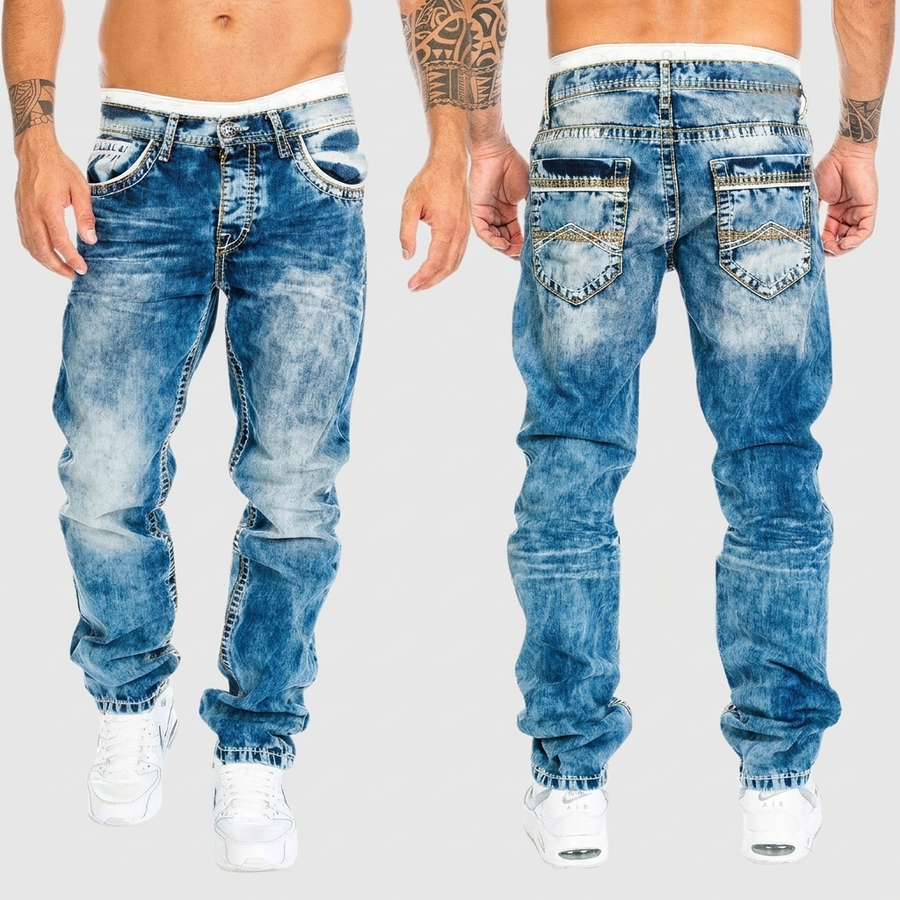 Men's Baggy Jeans | Relaxed Fit Distressed Denim Acid Wash