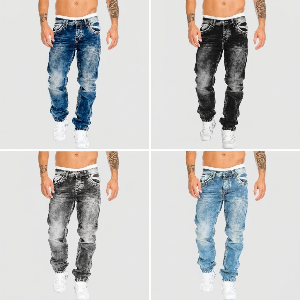 Men's Baggy Jeans | Relaxed Fit Distressed Denim Acid Wash