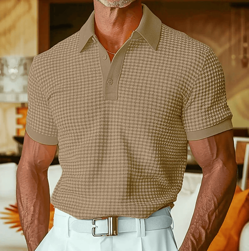 Men's Polo Top | Short Sleeve Knit Collared Button