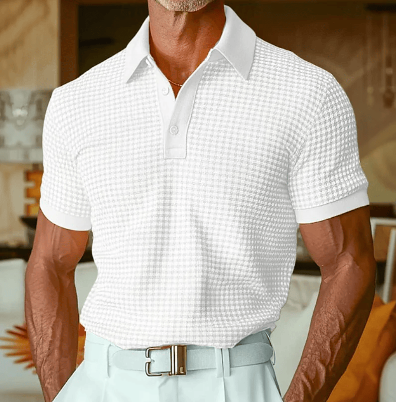 Men's Polo Top | Short Sleeve Knit Collared Button