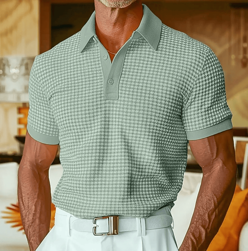 Men's Polo Top | Short Sleeve Knit Collared Button