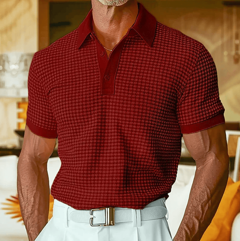 Men's Polo Top | Short Sleeve Knit Collared Button
